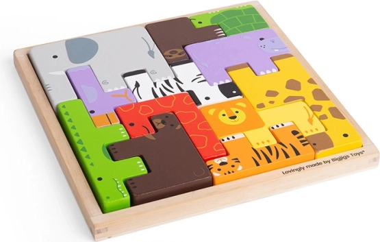 BIGJIGS TOYS træpuslespil safari med dyr