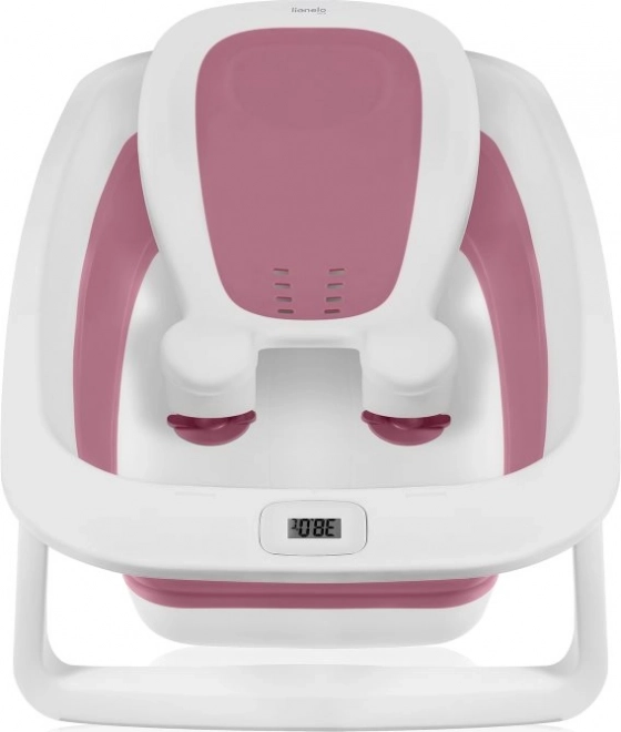 Lionelo Foldbar badekar med termometer og liggestol Pink Magnolia
