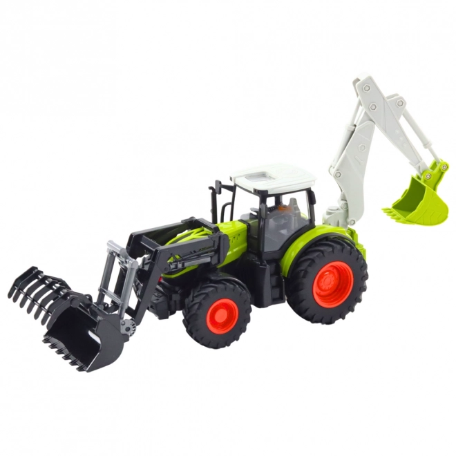 Sjov traktor med roterende skovl og gravemaskine