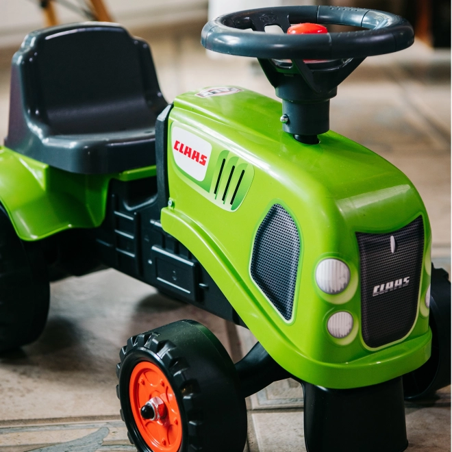 Ride-on traktor Claas grøn med rat og trailer