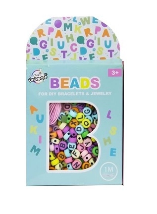 Sæt af perler - bogstaver pastel + 1 meter snor