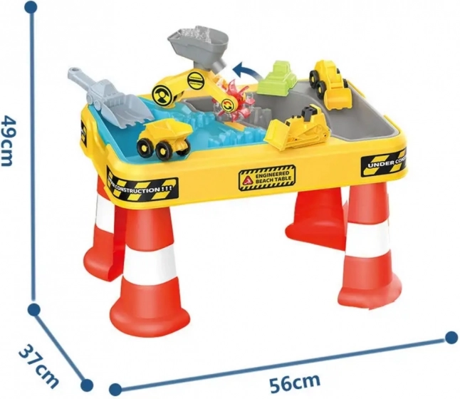 Woopie Vand og Sand Bord 2i1 Byggelege Overflade Med 4 Biler 12el.