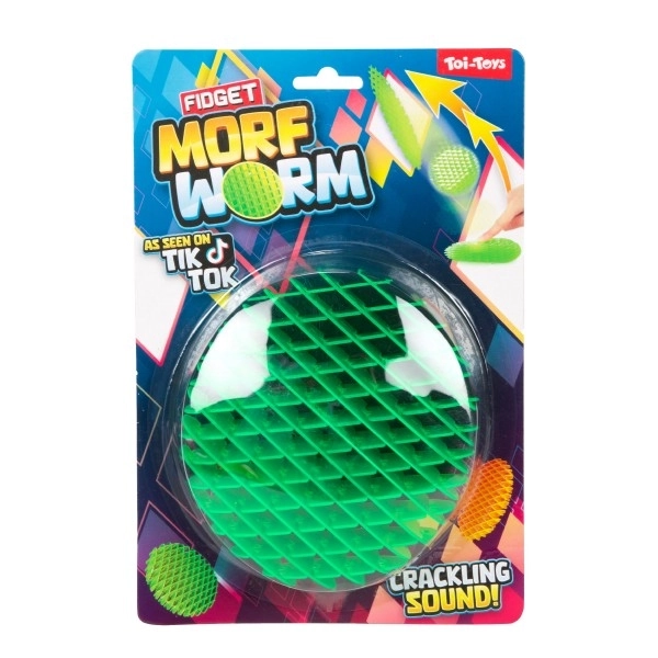 Fidget orm skiftende form antistress plastik 13cm 6 farver på kort