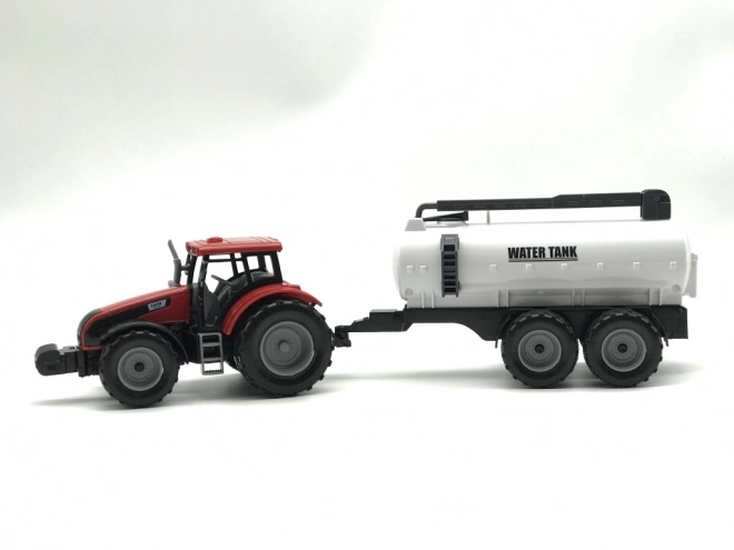 Traktor med svinghjul og trailer