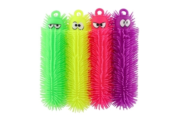Antistress silikone larve 30cm med batteri og lys i 4 farver i pose 12 stk i kasse