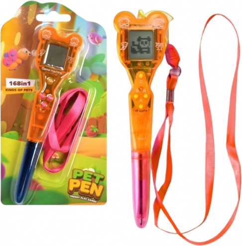 Elektronisk pen med 168 spil i 1 med snor – lyserød‑orange