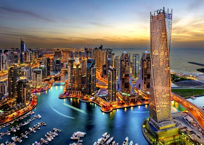 Puslespil Dubai Havn om natten 1000 brikker