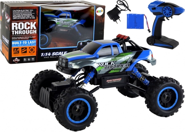 RC terrængående bil 1:14 2,4 GHz blå 4x4
