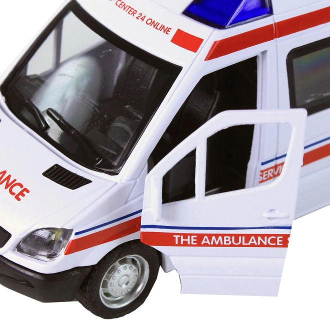 Metal ambulance - bil med lyd og lys