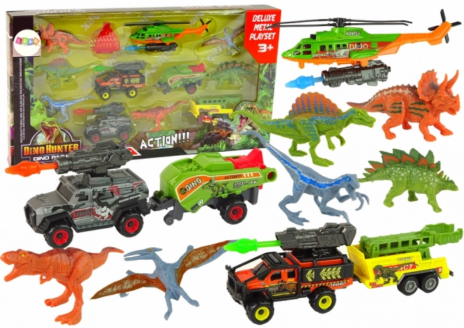 Børnesæt med køretøjer og dinosaurer
