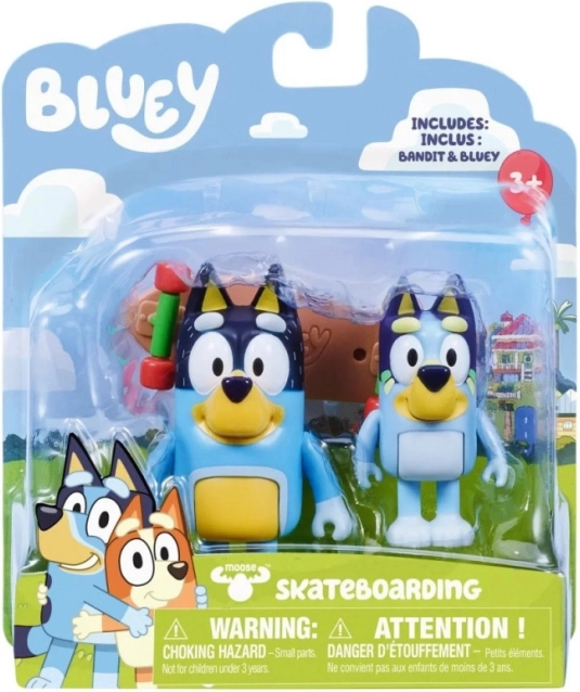 Bluey-figurer på skateboard
