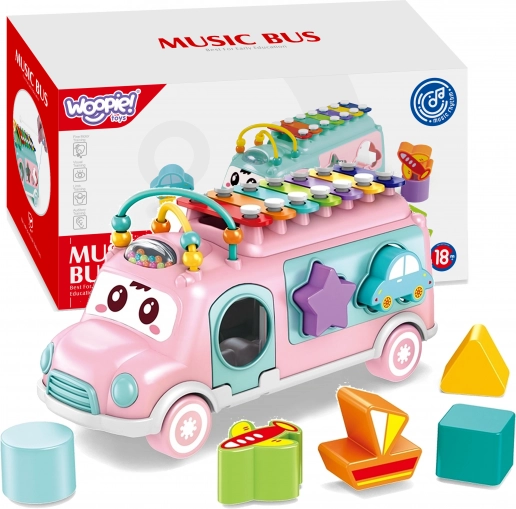 Woopie Baby musikbus – sorter med xylofon, lyserød