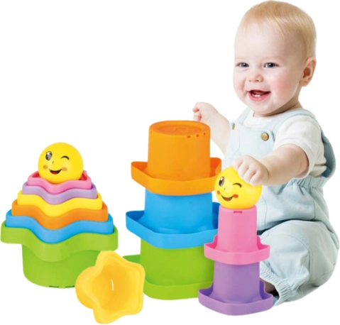 Sensorisk stablepyramide stjerner med bold WOOPIE