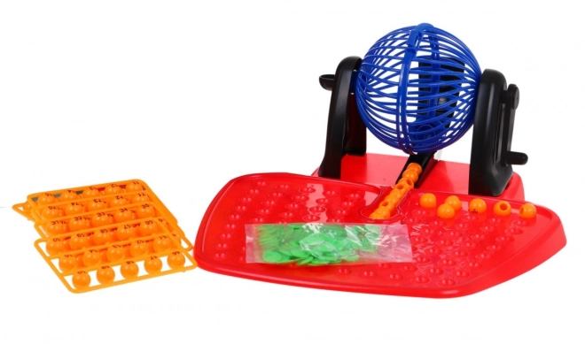 Børnespil Bingo 4+ Tal lotteri + Trækning med tromle + Kugler med tal + Kort chips