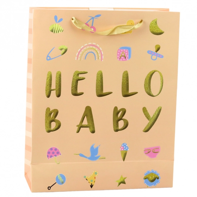 Gavepose til barn Hello Baby ferskenfarvet