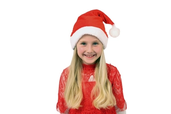 julebørnelue stofdiameter 25 cm på kort karneval