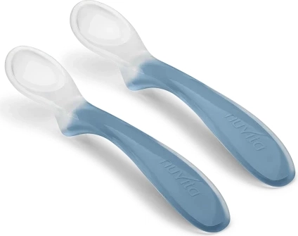 Sæt med silikoneskeer til børn, powder blue, 2 stk.