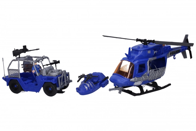 Politistæt med figurer helikopter 33 cm