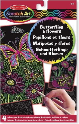 Skrabebilleder – sommerfugle og blomster