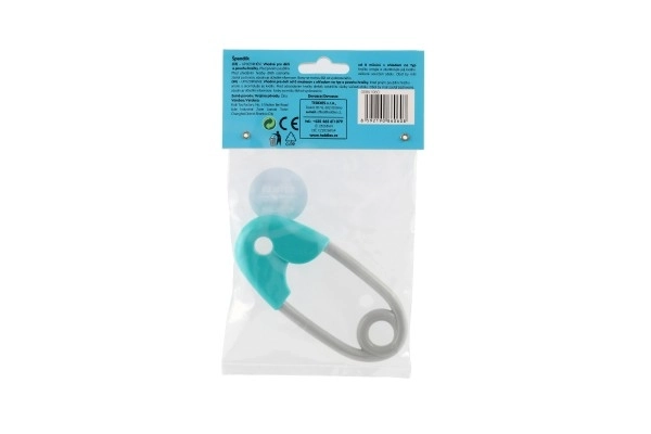 Rangle knappenål plast 12cm turkisgrå 12x19cm i pose 0+
