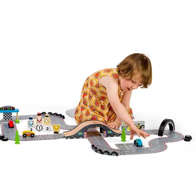 Bigjigs Rail Træ Racerdag Autodræs