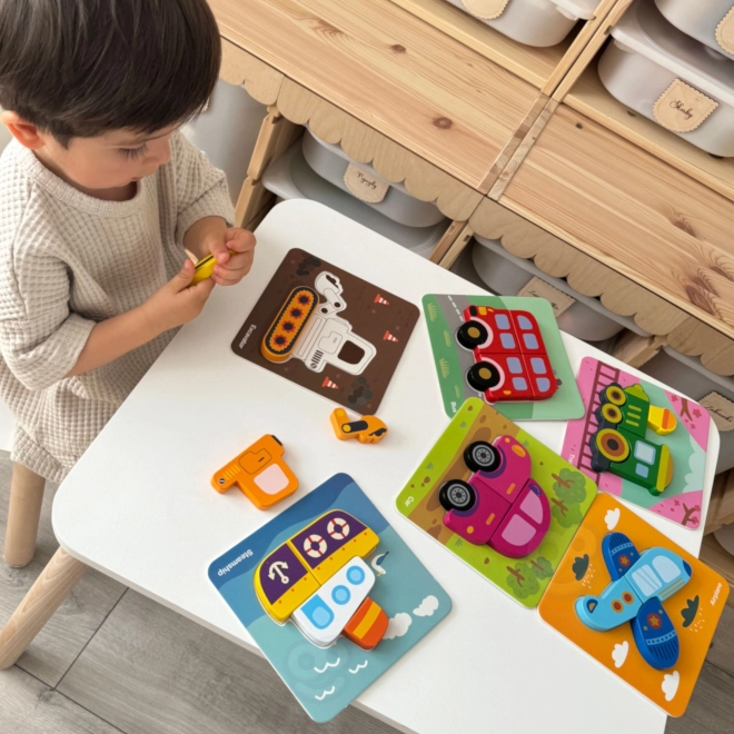Woopie træpuslespil køretøjer Montessori FSC