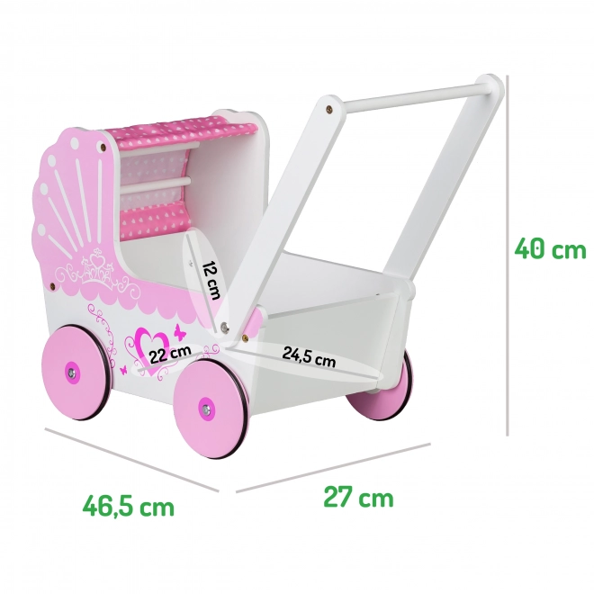 EcoToys Trædukkevogn Pink Hjerte