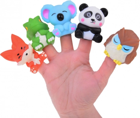 Gummi fingerdukker ZOO dyr - sæt med 5 figurer