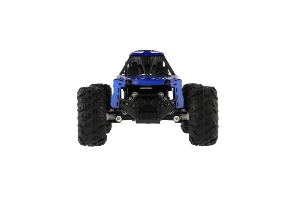 Auto RC buggy terræn blå 22cm plast 2,4GHz på batterier + genopladeligt pack i æske 32x16x18cm