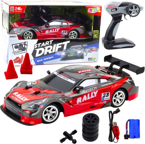 Racer RC-bil til drift, rød-sort, 30 km/t, 1:16