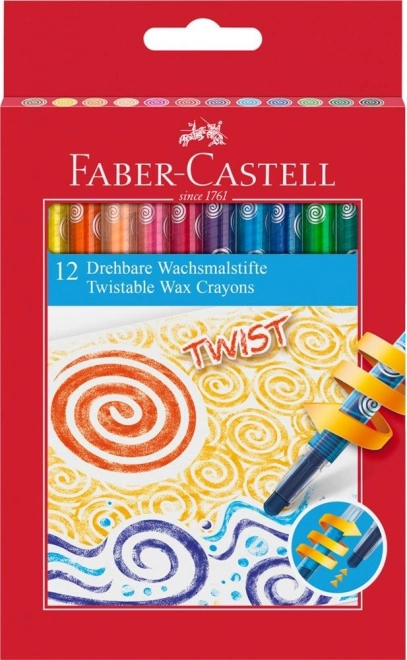 Faber-Castell Twist vokskridt 12 farver