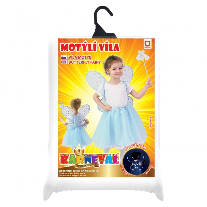 Børnekostume fe Bluebell med lysende vinger
