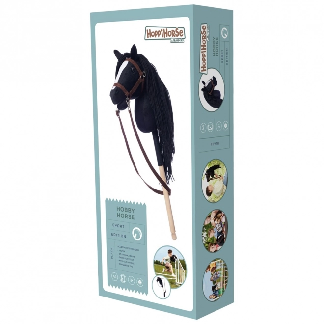 HOPPIHORSE hest på stang hobby horse størrelse A4 sort