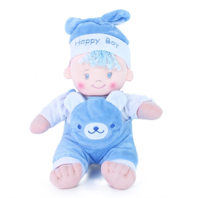 Dukke stof 25 cm baby blå e-emballage