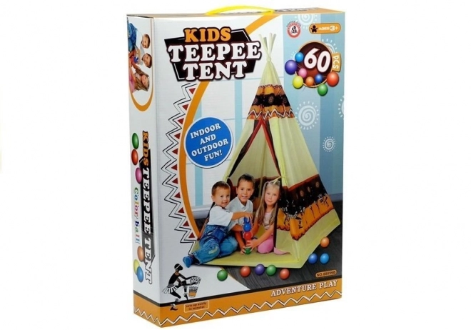 Indiansk Telt Tipi + 60 bolde 155 cm