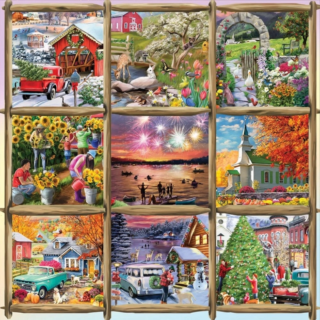Firkantet puslespil Collage Forår, Sommer, Efterår, Vinter 1000 stykker