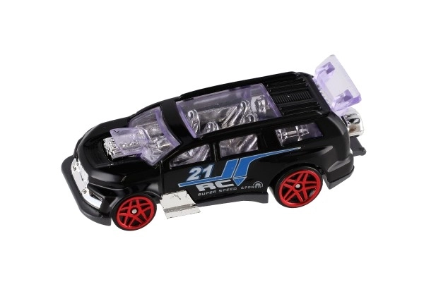 Auto racer 6 stk metal/plastik 8 cm i fri bevægelse i kasse 10,5x27,5x4 cm