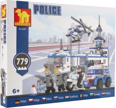 Byggesæt Dromader Politi Bil+Helikopter+Station 23001 779 stk i æske 55x43x7 cm