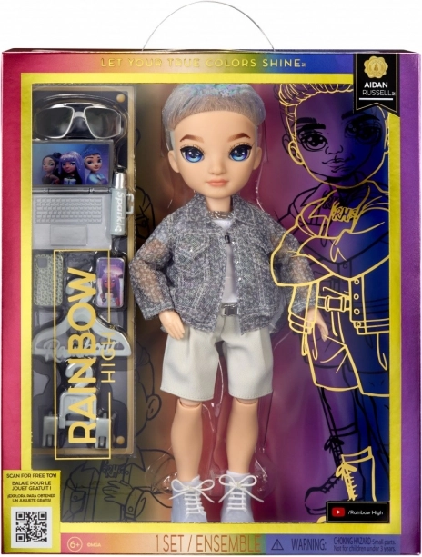Rainbow High modedukke Aiden Russell lilla med tilbehør