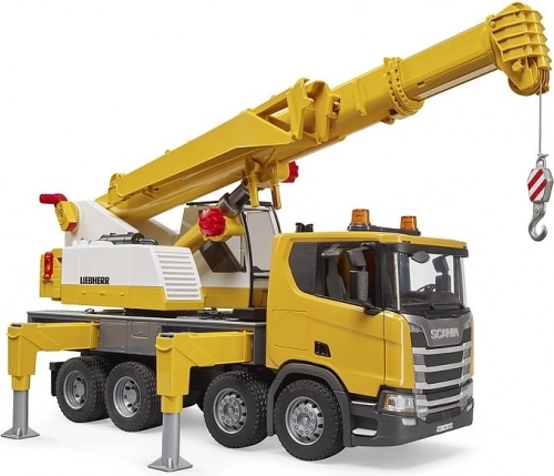 Bruder SCANIA med LIEBHERR-kran – mobilkran 1:16 med lys og lyde