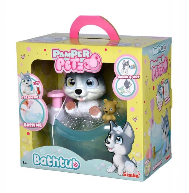Hvalpe Husky Pamper Petz i badekar