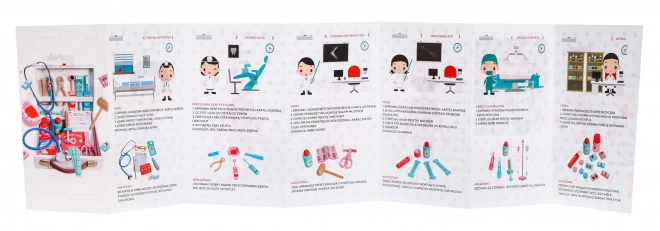 Træ sæt Læge + uddannelsesbrochure + klistermærker "Modig Patient" - 30 dele