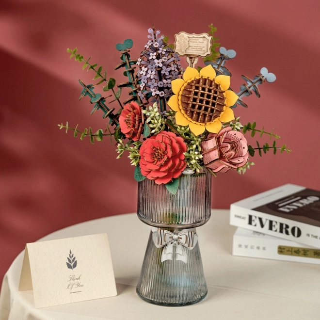 Træ 3D puslespil blomsterbuket Rowood
