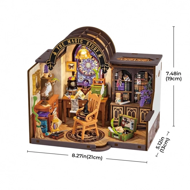 Miniaturemodel af troldmandens værksted