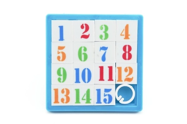 Flytte-puslespil tal plast 8x8cm assorteret 4 farver i pose