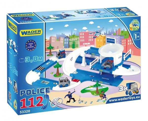 Garage+bane Kid Cars 3D Politi plastik 3,8m i kasse 59x40x15cm 12m+ Wader