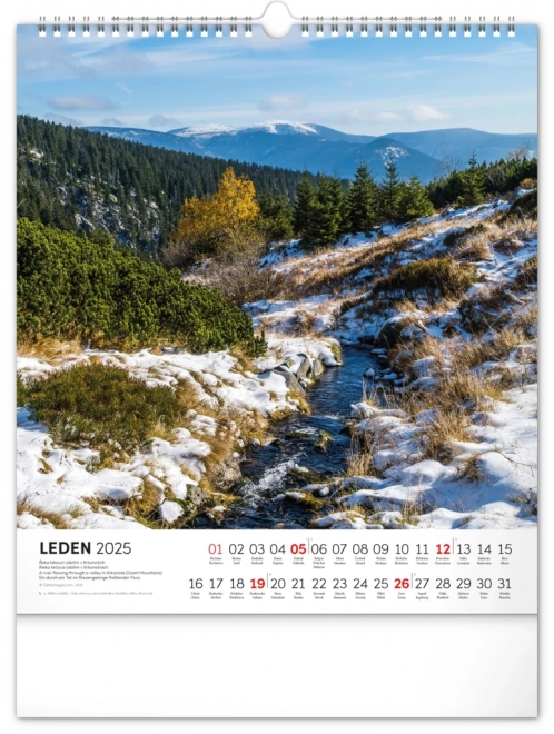 NOTIQUE Vægkalender Rejser gennem det tjekkiske landskab 2025, 30 x 34 cm