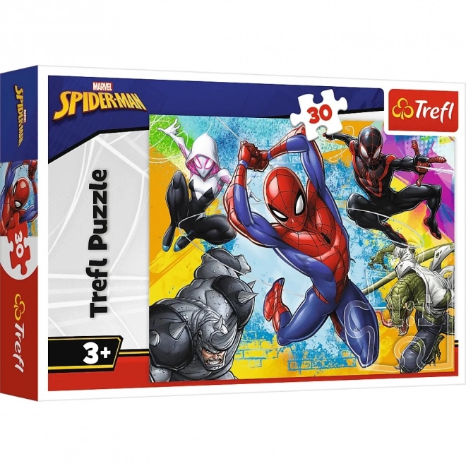 Puslespil 30 brikker i Spider-Mans farver