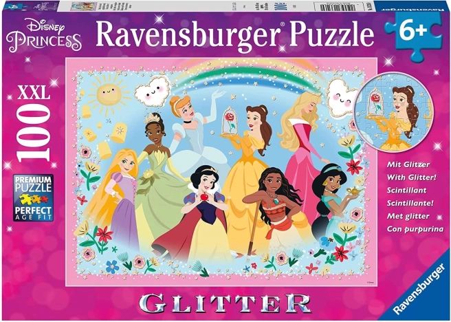 RAVENSBURGER glitrpuslespil DISNEY prinsesser xxl 100 brikker