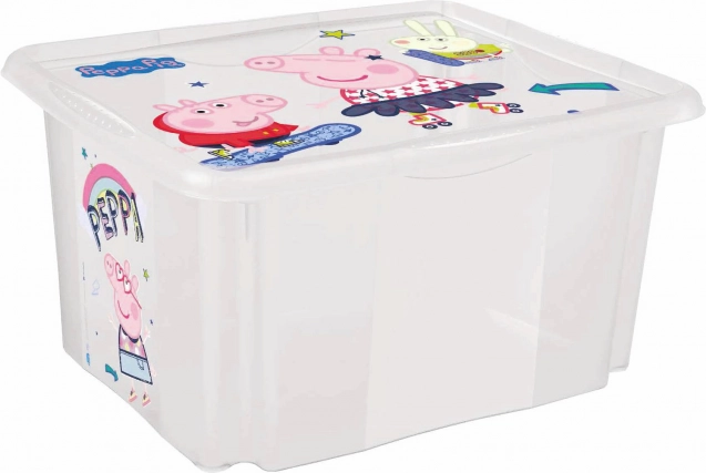 Opbevaringsboks med låg lille PEPPA – transparent, 24 l